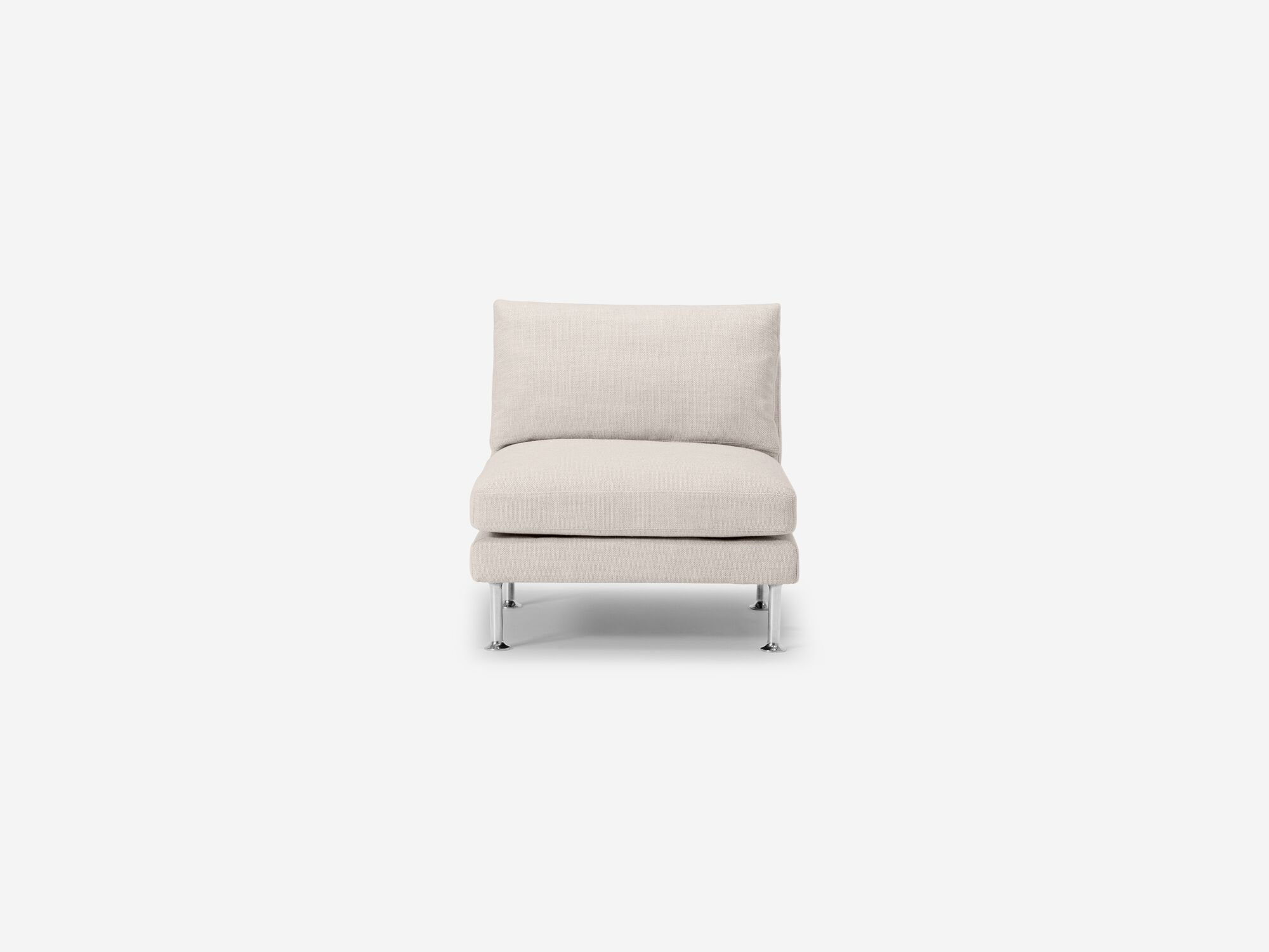Front view of ivory armless chair